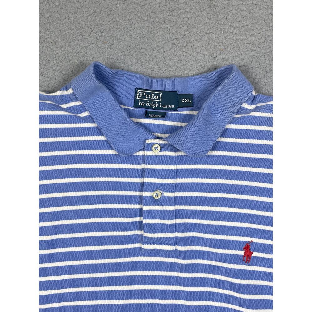 Polo Ralph Lauren Blue Striped Short Sleeve Polo Shirt Mens Size XXL - Picture 5 of 12